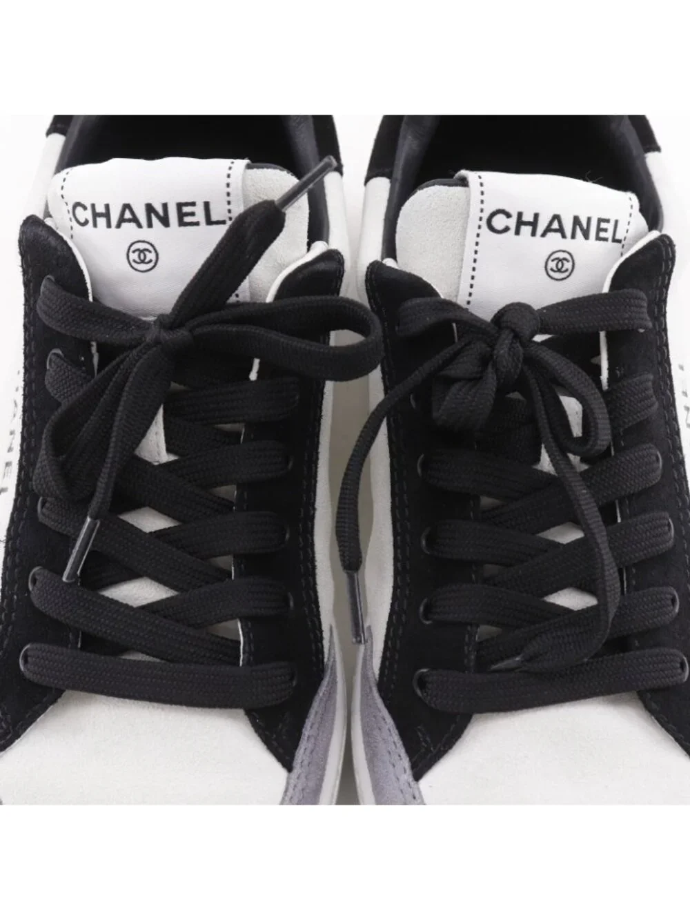 Chanel Logo Suede Gray Sneakers